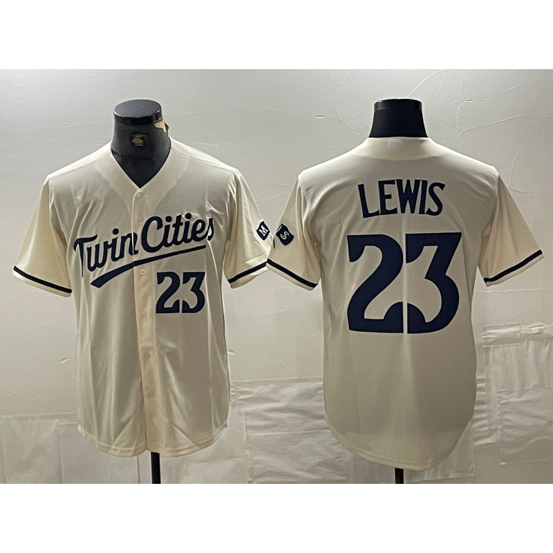 M.Twins #23 Royce Lewis Number Cream Stitched Cool Base 2 Stitched Jersey