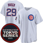C.Cubs #29 Michael Busch White 2025 World Tour Tokyo Series Home Stitched Jersey