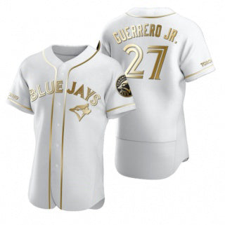 TB.Jays #27 Vladimir Guerrero Jr. White Gold Flex Base Stitched Jersey