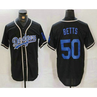 LA.Dodgers #50 Mookie Betts Black Cool Base With Patch Stitched Jersey
