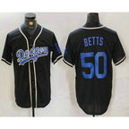 LA.Dodgers #50 Mookie Betts Black Cool Base With Patch Stitched Jersey