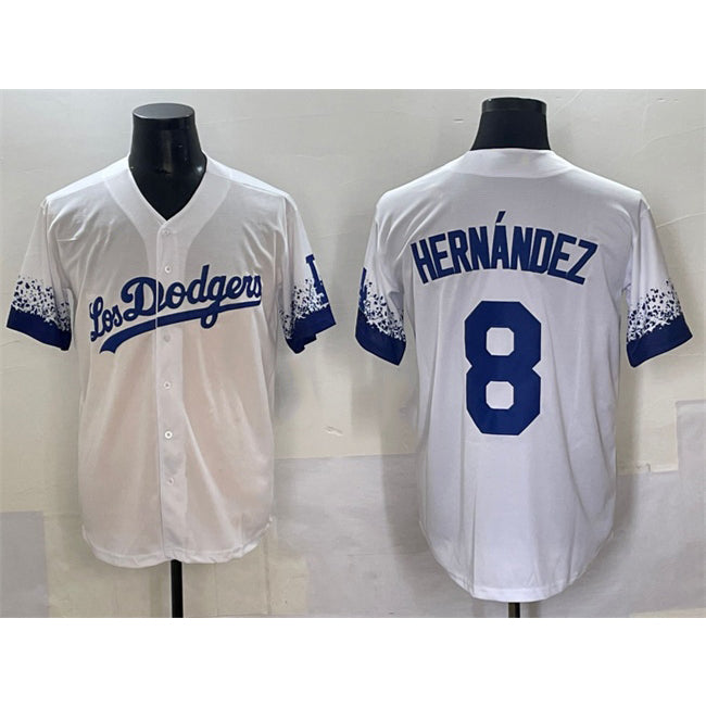 LA.Dodgers #8 Enrique Hernandez White City Connect Cool Base Stitched Jersey