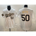 LA.Dodgers #50 Mookie Betts White Gold 2025 World Series Champions Patch Limited Stitched Jersey