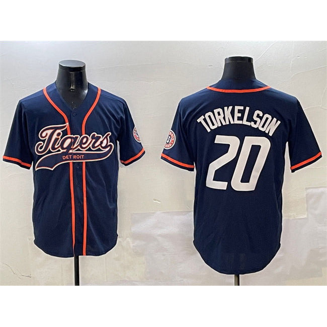 D.Tigers #20 Spencer Torkelson Navy With Patch Cool Base 2 Stitched Jersey