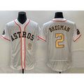 H.Astros #2 Alex Bregman Number 2023 White Gold World Serise Champions Patch Flex Base Stitched Jersey