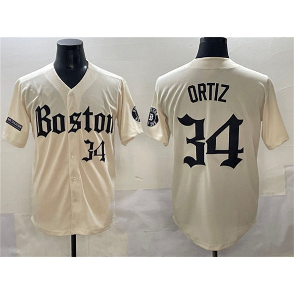 BR.Sox #34 David Ortiz Cream Gothic Vapor Limited Stitched  Jersey