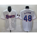 T.Rangers #48 Jacob deGrom White 2024 Gold Collection Limited Cool Base Jersey