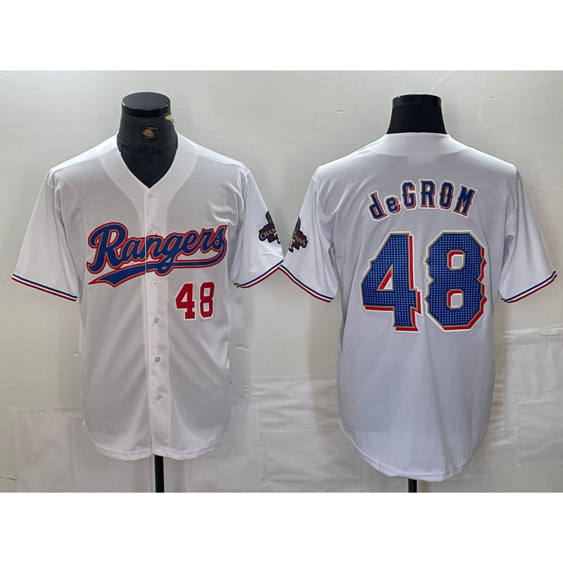 T.Rangers #48 Jacob deGrom Number White 2024 Gold Collection Limited Cool Base Jersey