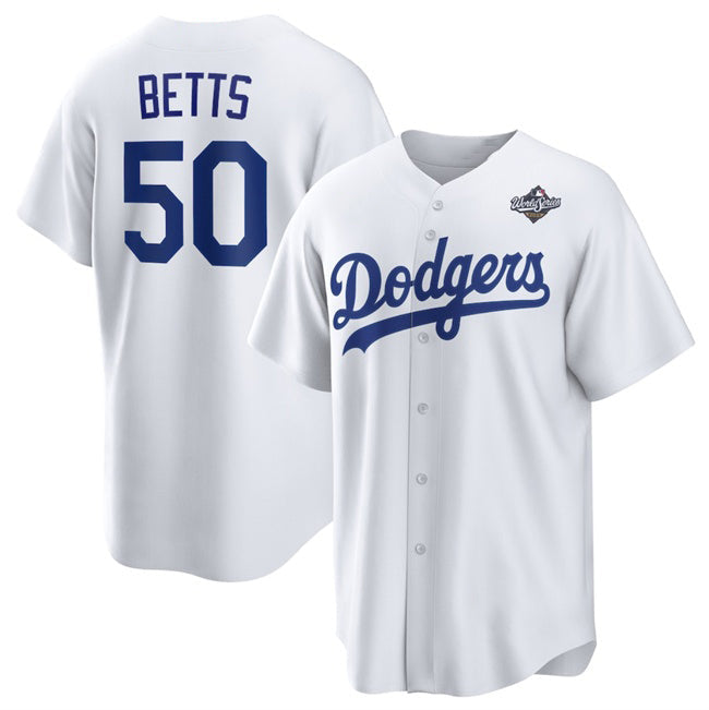 LA.Dodgers #50 Mookie Betts White 2025 World Series Home Cool Base Stitched Jersey