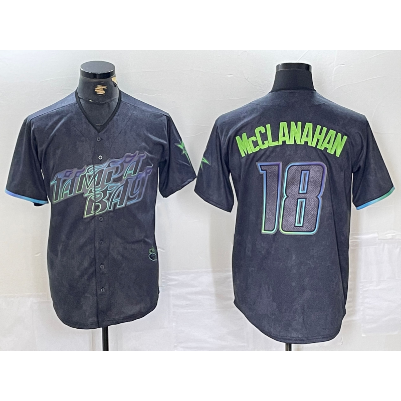TB.Rays #18 Shane McClanahan Charcoal 2024 City Connect Limited Stitched Jersey