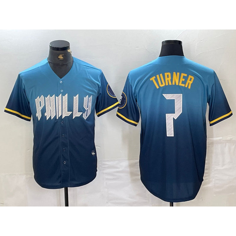 P.Phillies #7 Trea Turner Blue 2024 City Connect Limited Stitched Jersey