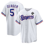 T.Rangers #5 Corey Seager White 2023 World Series Stitched  Jersey