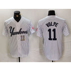 NY.Yankees #11 Anthony Volpe White Pinstripe Fashion Cool Base Jerseys