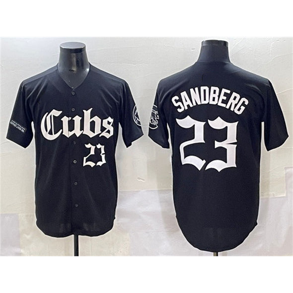 C.Cubs #23 Ryne Sandberg Black 'Gothic North Side Edition' Vapor Premier Limited Stitched Jersey