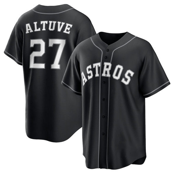 H.Astros #27 Jose Altuve Black Lights Out Limited Stitched  Jersey