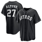 H.Astros #27 Jose Altuve Black Lights Out Limited Stitched  Jersey