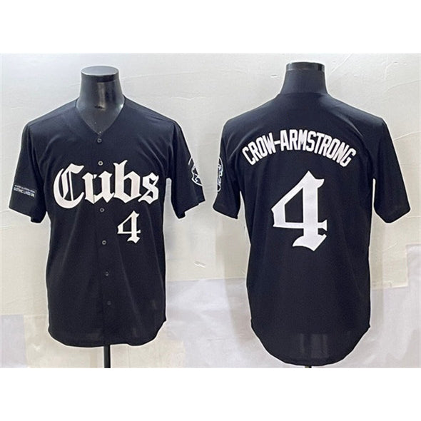 C.Cubs #4 Pete Crow-Armstrong Black 'Gothic North Side Edition' Vapor Premier Limited Stitched Jersey
