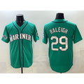 S.Mariners #29 Cal Raleigh Aqua With 2025 AL West Division Champions Patch Limited Stitched jersey
