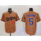 LA.Dodgers #5 Freddie Freeman Number Olive Cool Base 2 Limited Stitched Jersey