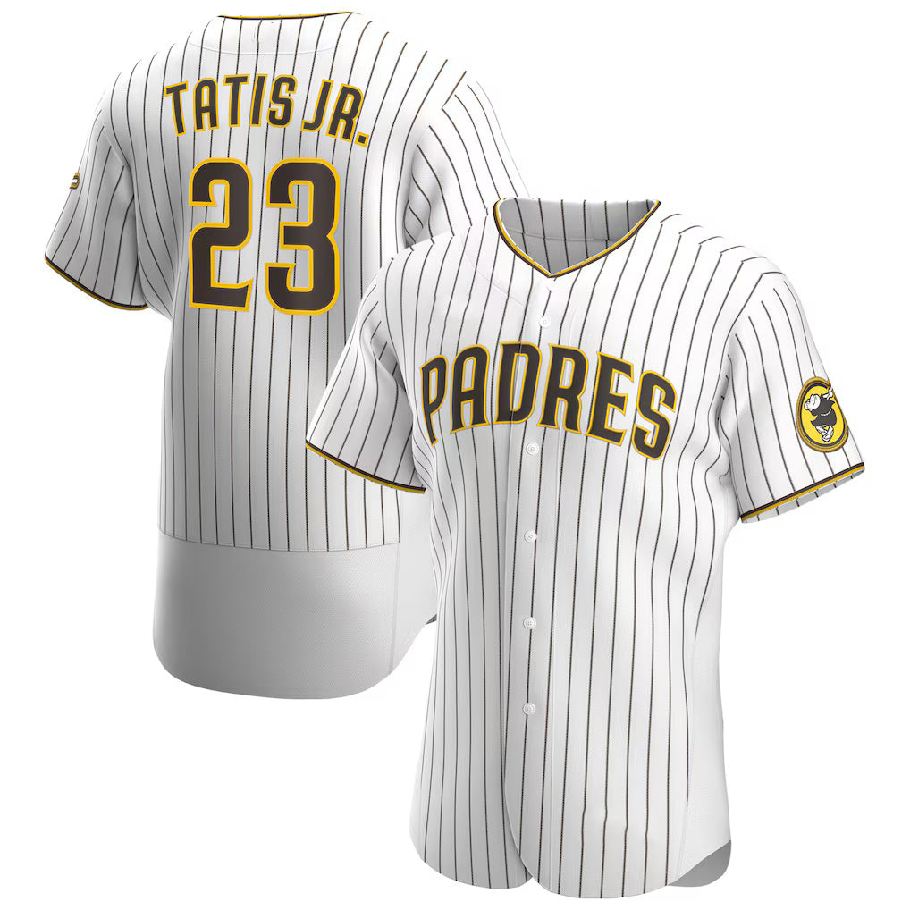 SD.Padres #23 Fernando Tatis Jr. White-Brown Home Authentic Player Jersey
