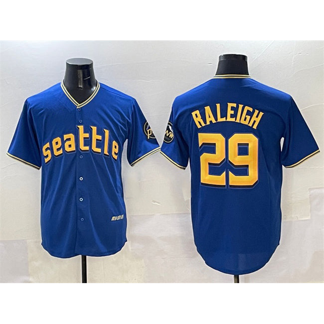S.Mariners #29 Cal Raleigh Royal City Connect Cool Base Stitched Jersey