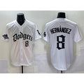 LA.Dodgers #8 Enrique Hernandez White LA Gothic Style With 2024 World Series Champions Patch Vapor Premier Limited Stitched Jersey