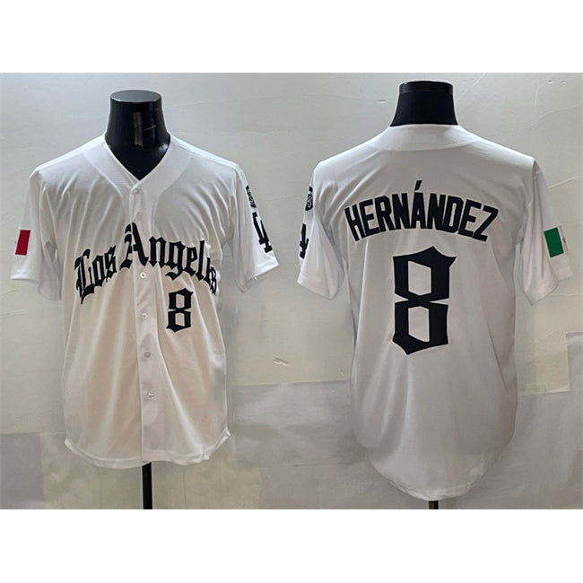 LA.Dodgers #8 Enrique Hernandez White Royal Gold 2024 World Series Champions Vapor Limited Stitched Jersey