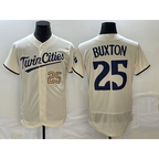 M.Twins #25 Byron Buxton Number 2023 Cream Flex Base Stitched Jersey