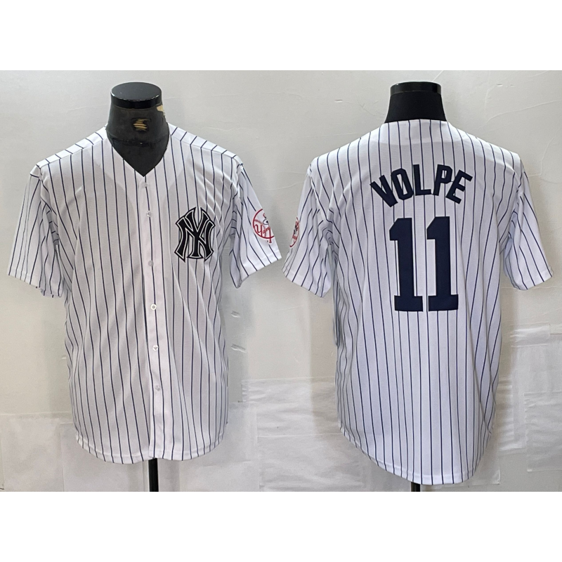 NY.Yankees #11 Anthony Volpe Name White With Patch 2024 Cool Base Stitched Jersey