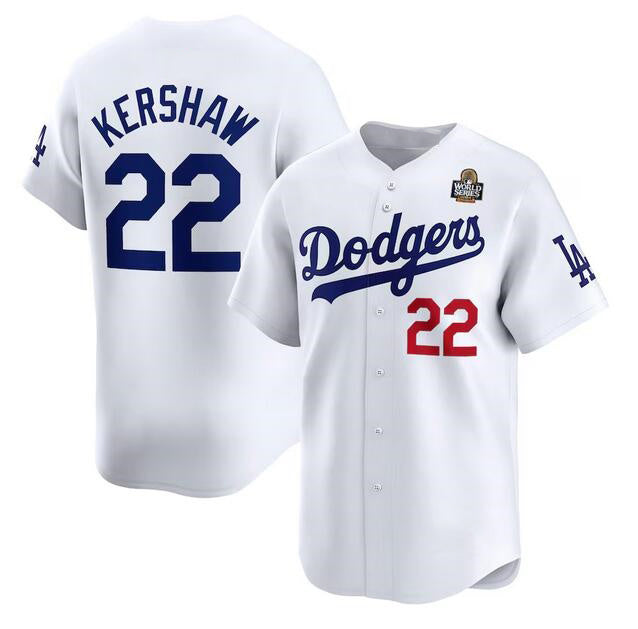 LA.Dodgers #22 Clayton Kershaw White 2024 World Series Home Limited Stitched Jersey