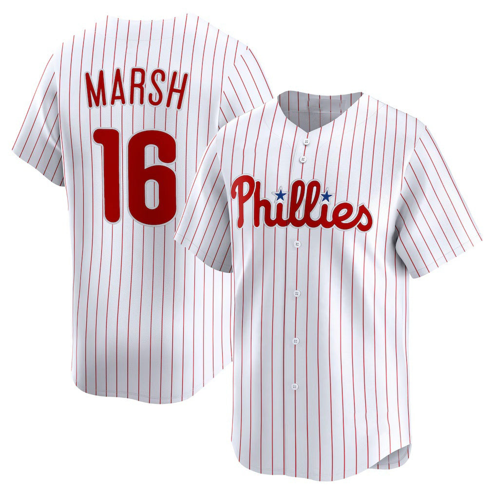 P.Phillies #16 Brandon Marsh White Home Limited Player Jersey