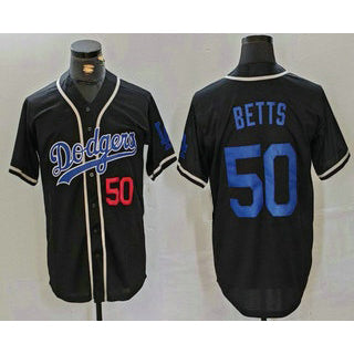 LA.Dodgers #50 Mookie Betts Number Black Cool Base 2 With Patch Stitched Jersey
