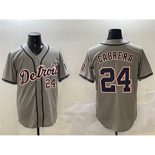 D.Tigers #24 Miguel Cabrera Gray Cool Base Stitched Jersey