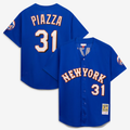 NY.Mets #31 Mike Piazza Mitchell & Ness Royal Cooperstown Collection Mesh Batting Practice Button-Up Jersey