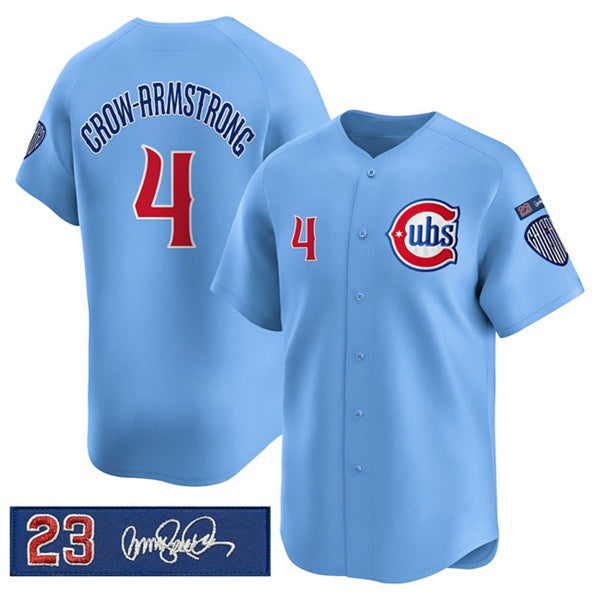 C.Cubs #4 Pete Crow-Armstrong Blue 'Ryne Sandberg Tribute' Vapor Limited V3 Stitched Jersey