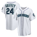 S.Mariners #24 Ken Griffey Jr. White Home Replica Jersey