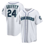S.Mariners #24 Ken Griffey Jr. White Home Replica Jersey