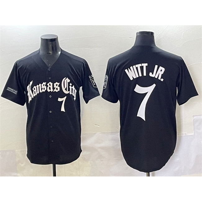 KC.Royals #7 Bobby Witt Jr.Black 'Gothic Crown Edition' Vapor Premier Limited Stitched Jersey