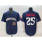 M.Twins #25 Byron Buxton Number 2023 Navy Blue Cool Base Stitched Jersey