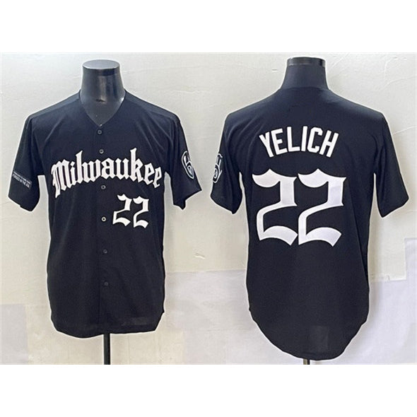 M.Brewers #22 Christian Yelich Black 'Gothic 414 Shadows Edition' Vapor Premier Limited Stitched Jersey