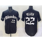 M.Brewers #22 Christian Yelich Black 'Gothic 414 Shadows Edition' Vapor Premier Limited Stitched Jersey