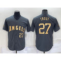 LA.Angels #27 Mike Trout Number Grey 2022 All Star Stitched Cool Base Jersey
