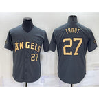 LA.Angels #27 Mike Trout Number Grey 2022 All Star Stitched Cool Base Jersey