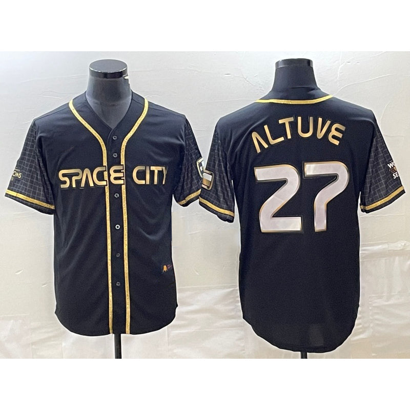H.Astros #27 Jose Altuve Black City Connect Cool Base Stitched  Jersey