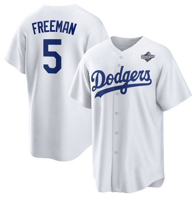 LA.Dodgers #5 Freddie Freeman White 2025 World Series Home Cool Base Stitched Jersey