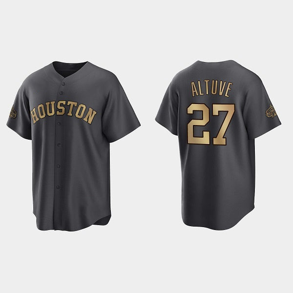 H.Astros #27 Jose Altuve Charcoal 2022 All-Star Cool Base Stitched  Jersey