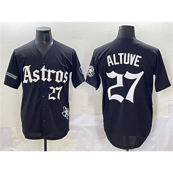 H.Astros #27 Jose Altuve Black Gothic 'Houston Born Barrio Raised' Limited Stitched  Jersey