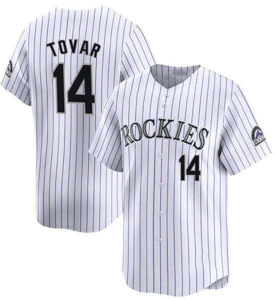 C.Rockies #14 Ezequiel Tovar White Home Limited Stitched Jersey