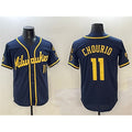 M.Brewers #11 Jackson Chourio Navy With Home Patch Limited Stitched Jersey