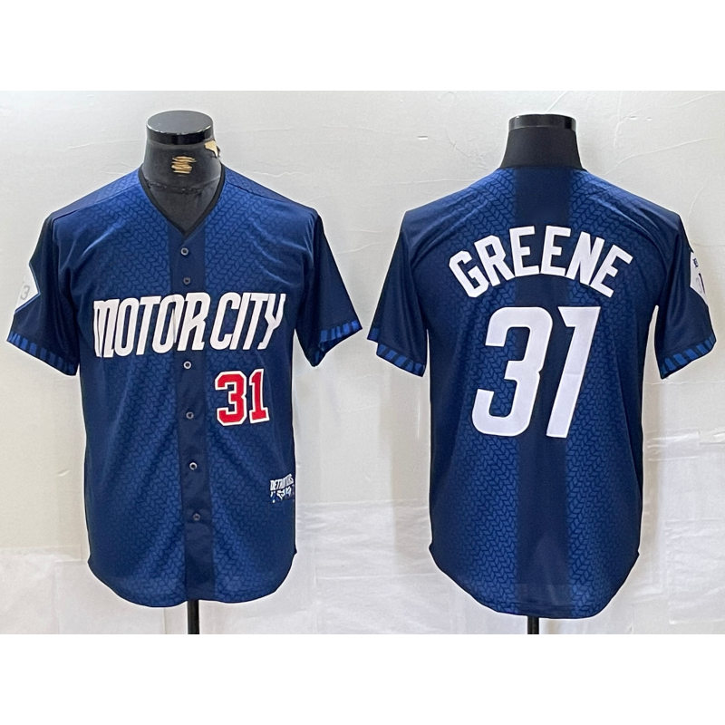 D.Tigers #31 Riley Greene Number 2024 Navy City Connect Cool Base Limited Stitched Jersey